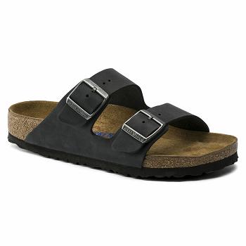 Birkenstock Soft Footbed Oiled Læder Arizona Dame Sort | DK 69CTV